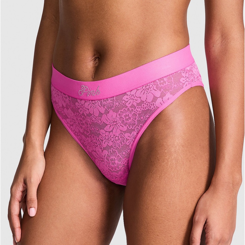 VS PINK BLING LACIE LOGO BRAZILIAN PANTY XL NWT